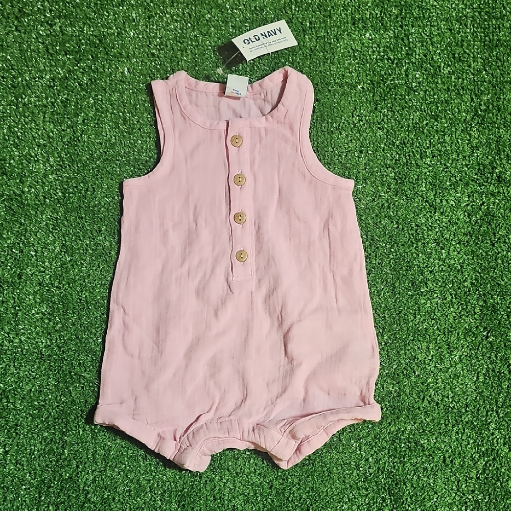 Old Navy Light Pink Baby Romper with Buttons